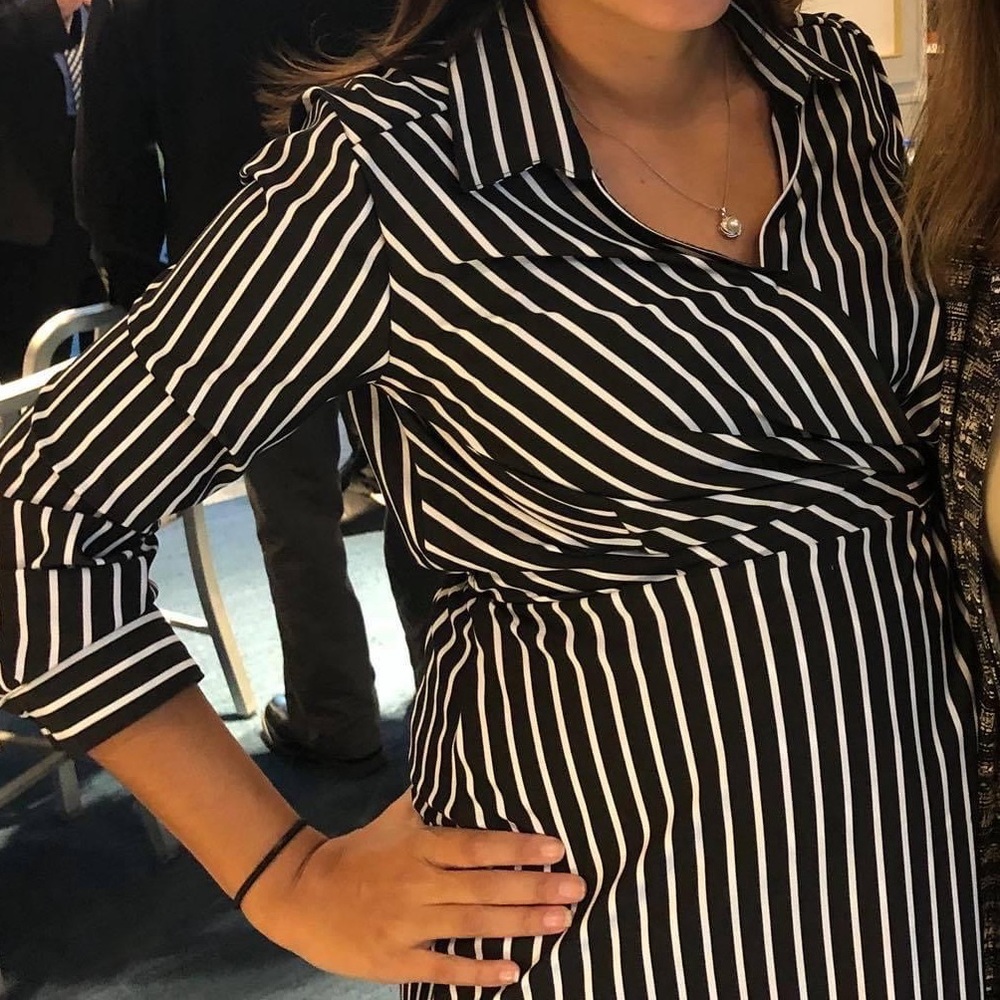 Mlle Gabrielle black & White striped dress